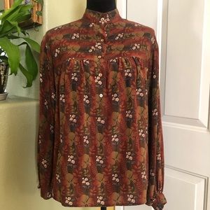 Vintage Floral Blouse in Red and Green